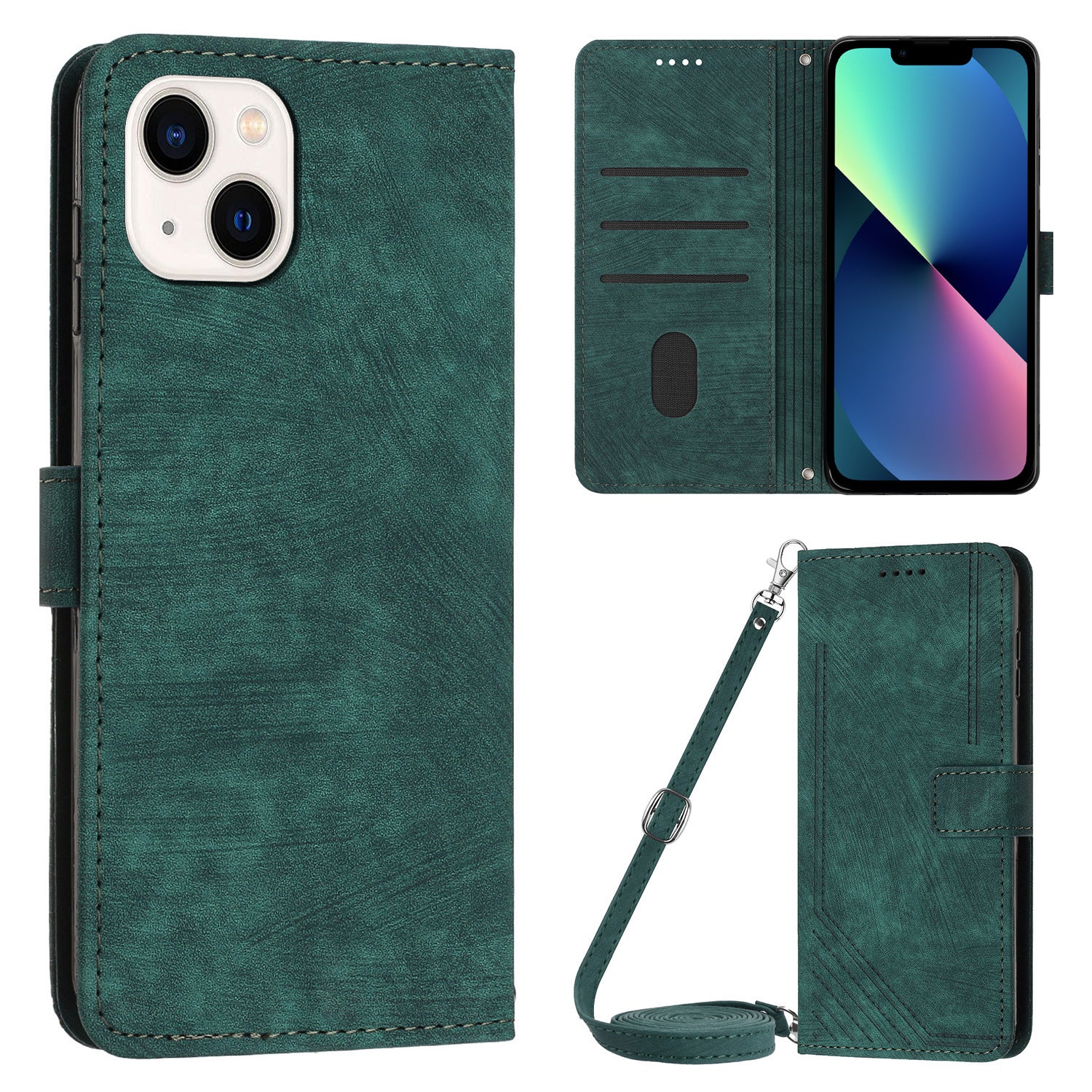 For iPhone 13 mini 5.4 inch PU Leather Flip Folio Case Lines Imprinted Stand Wallet Phone Cover For iPhone 13 mini 5.4 inch PU Leather Flip Folio Case Lines Imprinted Stand Wallet Phone Cover
